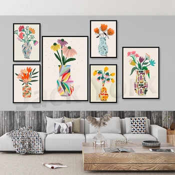 Цветочный принт|Абстрактный натюрморт|Ботаническое искусство | Цветочная иллюстрация, Настенная галерея домашнего декора|Современный плакат